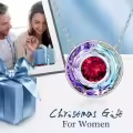 TOUPOP Sterling Silver Ruby Necklace Crystal Pendant for Women-0-4