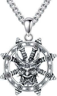 wholesale 925 Sterling Silver Demon Head Pendant Necklace with 3D Design and Chain for Men Women-Demon Horns Mask