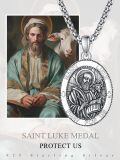 wholesale 925 Sterling Silver Patron Saint Medal Amulet Necklace for Men 2 5mm 22 +2 Chain-0-5