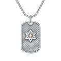 wholesale 925 Sterling Silver Mesh Dog Tag Pendant With Star Of David And Cross Necklace-0-0