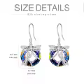 TOUPOP Sterling Silver Crystal Dragonfly Circle Dangle Drop Earrings-0-4