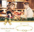 wholesale 14K Gold Infinity Chain Bracelet with Heart Charms and Moissanites - Valentines Day Gifts for Her-0-2