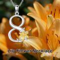 wholesale 925 Sterling Silver Infinity Lucky Number 8 Gold Lily Flower Pendant Necklace-0-3