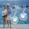 wholesale 925 Sterling Silver Round Blue Moonstone Celtic Knot Leverback Drop Earrings-0-1