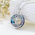 wholesale 925 Sterling Silver Blue Crystal Tree Of Life Fox & Deer Pendant Necklace for Women Girls Gifts-0-1