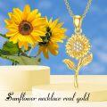 wholesale 14K Yellow Gold Moissanite Sunflower Pendant Necklace for Women-0-2