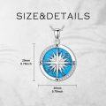 wholesale 925 Sterling Silver Blue Turquoise & Cubic Zirconia Compass Pendant Necklace for Women Girls Gifts Vintage Bohemian Style Jewelry 45cm Chain Length-0-23