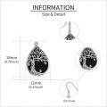 wholesale 925 Sterling Silver Black Onyx Teardrop Tree Of Life Drop Earrings-0-4