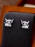 wholesale 925 Sterling Silver Highland Cow Stud Earrings - Cute Animal  for Women Girls-0-1