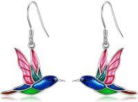 wholesale 925 Sterling Silver Enamel Hummingbird Dangle Earrings Gift for Her-Hummingbird