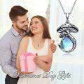 wholesale 925 Sterling Silver Mushroom Pendant Necklace With Black Onyx Platinum Plated-0-13