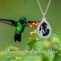 wholesale 925 Sterling Silver Black Onyx Hummingbird Teardrop Keepsake Pendant Necklace for Ashes Memorial Jewelry-0-2