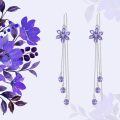 wholesale 925 Sterling Silver Amethyst Flower Drop Earrings With Chain Details-0-2