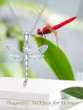TOUPOP Sterling Silver Opal Dragonfly Pendant Necklace for Women-0-4