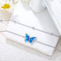 wholesale 925 Sterling Silver Blue Opal Butterfly Layered Anklet for Women-0-4