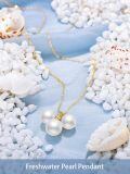 TOUPOP 14K Gold Pearl Necklace with Bow Heart Dolphin Pendant-0-1