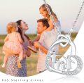 wholesale 925 Sterling Silver Heart Pendant Necklace with Family Figure and Moon Design - Mothers Day Gifts for Her-0-4