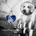 wholesale S925 Sterling Silver Heart Urn Necklace with Blue Austrian Crystals Love You Forever Engraved Pendant (Includes Funnel & Pin)-0-4