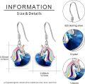 wholesale 925 Sterling Silver Heart-Shaped Blue Crystal Unicorn Drop Earrings-0-5