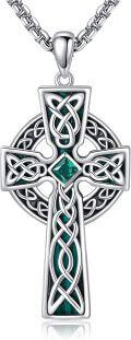 wholesale 925 Sterling Silver Green Malachite & Black Obsidian Celtic Cross Pendant for Men's Necklaces-0-0