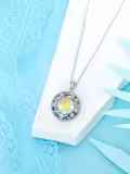 TOUPOP Sterling Silver Gold Plated Blue Crystal Deer Pendant Necklace-0-3