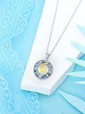 TOUPOP Sterling Silver Gold Plated Blue Crystal Deer Pendant Necklace-0-3