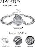 wholesale 925 Sterling Silver Saint Benedict Medal Charm Bracelet with Extender Chain for Men Women Boys Girls (Silver)-0-1