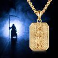 wholesale Gold 925 Sterling Silver Santa Muerte Grim Reaper Pendant Necklace for Men & Women-0-1