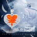 wholesale 925 Sterling Silver Orange Opal Heart with Wings Pendant Necklace - Dainty  for Women-0-4
