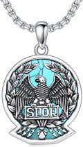 wholesale Sterling Silver SPQR Rome Eagles Pendant Necklace for Men Women-0-0