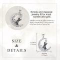 wholesale 925 Sterling Silver Crescent Moon with Black Cat and Cubic Zirconia Charm Pendant Necklace-0-3