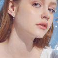 wholesale 925 Sterling Silver Heart Opal Wing Stud Dangle Earrings  for Women Girls-0-1