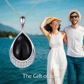 wholesale Sterling Silver Moonstone Cubic Zirconia Teardrop Pendant Necklace-0-54