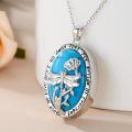 wholesale Sterling Silver Turquoise Memorial Necklace Dragonfly Butterfly Cardinal Engraved Pendant Gift-0-2