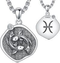 wholesale 925 Sterling Silver Pisces Zodiac Sign Necklace with Fish Design and Crystal Accents for Women Girls s 48cm Chain Length-02-Pisces Necklace