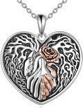 wholesale 925 Sterling Silver Tree of Life with Rose and Hands Gothic Love Heart Pendant Necklace-0-0