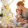 wholesale 14K Gold Mother Daughter Necklace with Heart Pendant - Sensitive Skin Friendly, 16+2 Chain, 0.7x0.36 Inch - Meaningful Gift for Birthday Anniversary-0-5