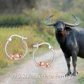 wholesale 925 Sterling Silver Cow Hoop Earrings - Adorable Animal  for Her-0-5