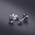wholesale 925 Sterling Silver Iridescent Abalone Turtle Stud Earrings White Gold Plated-0-2