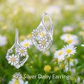 wholesale 925 Sterling Silver Daisy Flower Drop Earrings  for Women-0-4