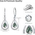 wholesale 925 Sterling Silver Teardrop Green Stone Leverback Earrings-0-4