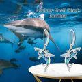 wholesale 925 Sterling Silver Abalone Shell Shark Drop Earrings-0-3