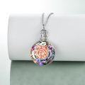 wholesale 925 Sterling Silver Rainbow Crystal Rose Flower Cremation Jewelry Keepsake Pendant Necklace for Ashes-0-2
