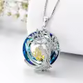 TOUPOP Sterling Silver Blue Crystal Bee Necklace Honeycomb Tree Of Life-0-4