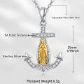 wholesale 925 Sterling Silver Anchor Pendant with Virgin Mary and Cubic Zirconia - Religious Jewelry for Women-0-4