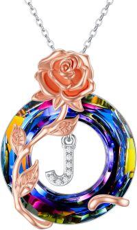 wholesale Sterling Silver Volcano Crystal A Z Letter Pendant Necklace for Women-J