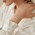 wholesale 925 Sterling Silver White Opal Sideways Cross Heart Charm Bracelet for Women-0-4