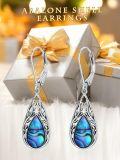 wholesale 925 Sterling Silver Teardrop Paua Shell Leverback French Wire Bohemian Drop Earrings-0-4