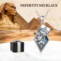 wholesale 925 Sterling Silver & Oxidized Finish Egyptian Queen Nefertiti Pendant Necklace, 31.6mm, Adjustable 18-20 Chain, Gift for Women-0-2