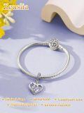 wholesale 925 Sterling Silver Heart Birthstone Charms for Bracelets Jewelry Gifts-0-5